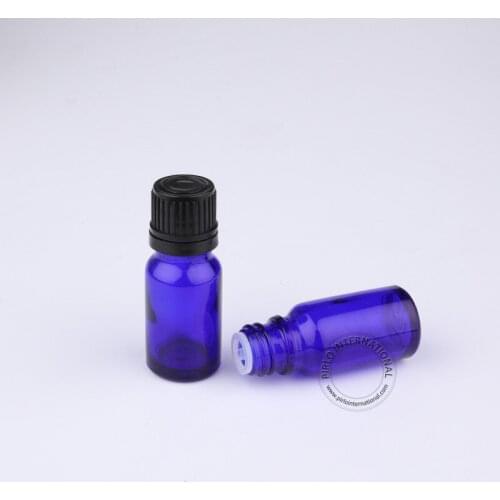 Wholesale A++ 10ml Round Cobalt Blue Essential Oil Bottle With Tamper Evident Cap And Plastic Insert, Glass Dropper Vials