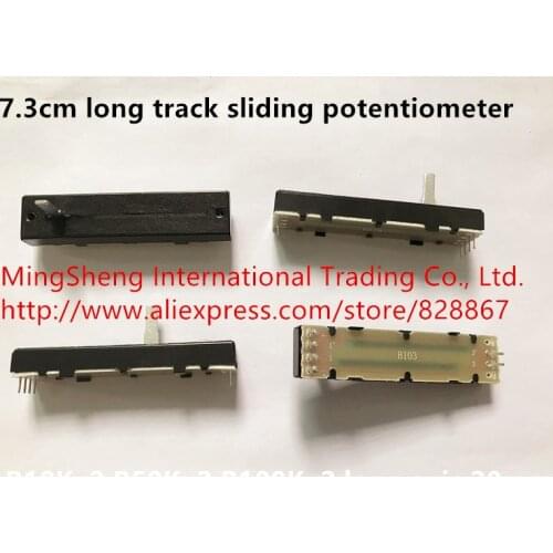 Original new 100% table 7.3cm long track sliding potentiometer B10Kx2 B50kx2 B100Kx2 long axis 20mm (SWITCH)