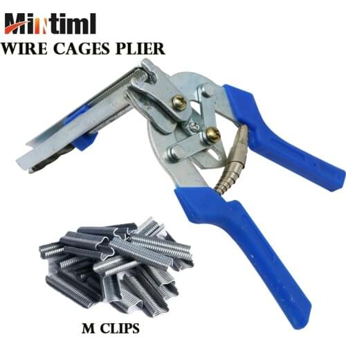 Wire Cage Clamp Hog Ring Plier Tool and 600pcs M Clips Staples Chicken Mesh Cage Wire Fencing Caged Clamp