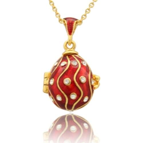 Suitable for European luxury brands necklace efforts up red enamel Easter egg pendant necklace, Christmas gifts