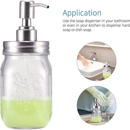 Clear Glass Jar Soap Dispenser With Pump Classic Decor For Bathroom Kitchen Farmhouse For Essential Oils Lotions Liquid Soaps