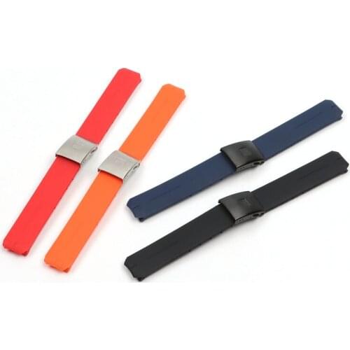 20MM Black Orange Silicone Rubber Strap FOR Tissot TOUCH COLLECTION EXPERT SOLAR Series T091T013 T081 Mens Watch bracelet