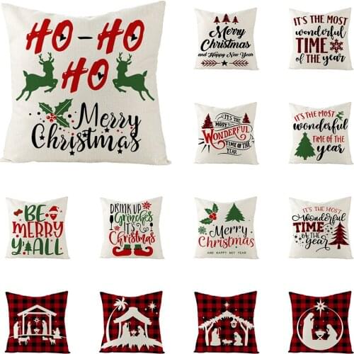Merry Christmas Pillow Case Living Room Office Sofa Cushion Cover pillowcase Xmas Home Decor Throw Pillow Cover 45x45cm