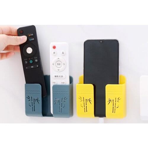 Self Adhesive Remote Control Cell Phone Plug Wall Mounted Organizer Storage Box Wall Holder Charging Multifunction Holder Stand