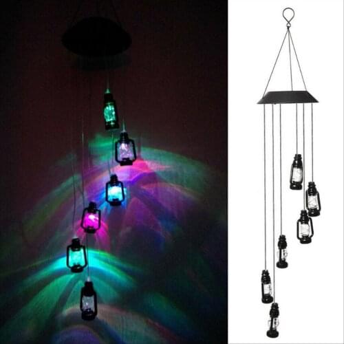 Lamp Shaped Solar Wind Chime Color Changing Solar LED Lights Outdoor Mobile Hanging Patio Light, Romantic, Warm, Eco-Friendly