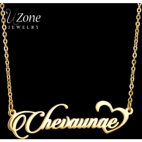 UZone Trendy Customized Name Necklace With Hollow Heart Personalized Custom Letter Nameplate Necklaces Party Jewelry Gift Collar