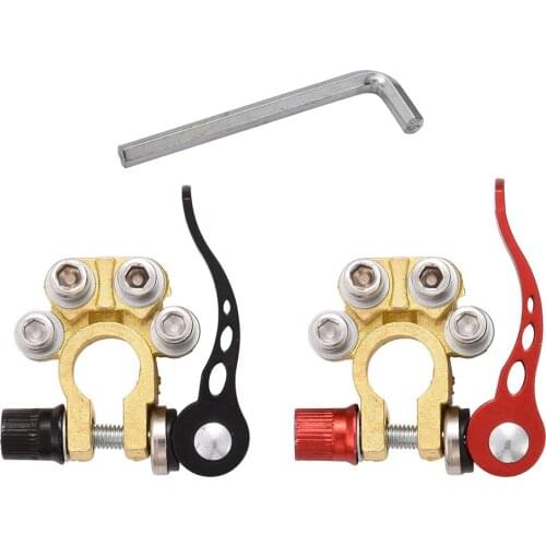 2pcs Car Battery Clamp 4 Way Positive Negative Battery Terminals Connector Quick Release Disconnect for SAE/JIS Type A Posts
