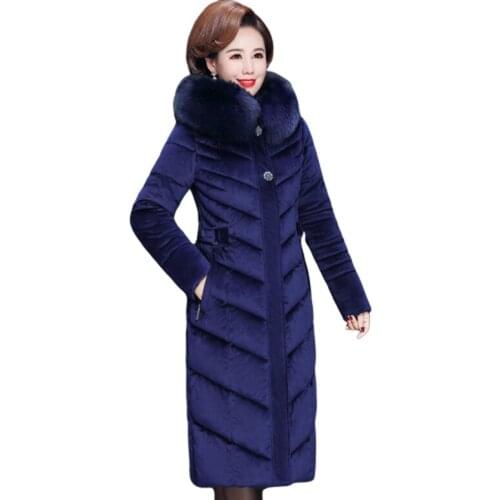 Women Winter Coat Down Cotton Jacket Parka Long Coat Plus size 5XL Casual Warm Thicken Female Jacket Fur Hooded Outerwear P82