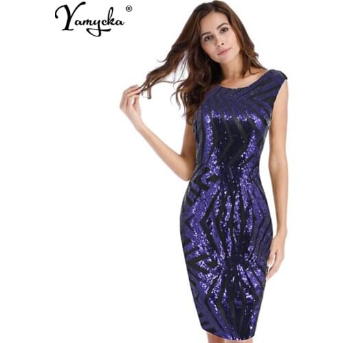2021 New Summer Vintage Blue Sequin Sheath Dresses Women O-neck Sleeveless Backless Bodycon Sexy Party Dress Vestidos