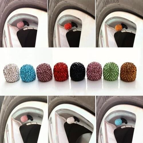 4Pcs Car Tire Valve Caps Diamond Dustproof Wheel Valve Stem Cap Crystal Bling Car Decoration For Trucks Bikes Auto Accessories