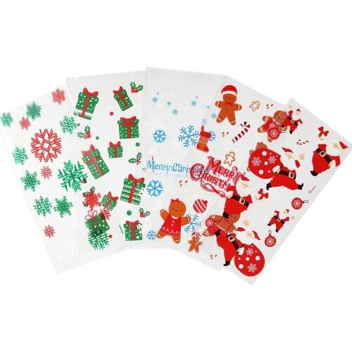 50PCS Christmas Plastic Candy Bags Cartoon Deer Xmas Tree Snowflake Cookies Transprant Bag Gift Packaging Home Party DIY Supply