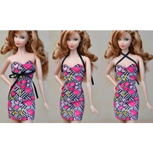Doll Accessories Blue Clothes For Barbie Doll House Dress Party Gown Summer Short Dresses Vestidos For Barbie Doll Baby Clothes