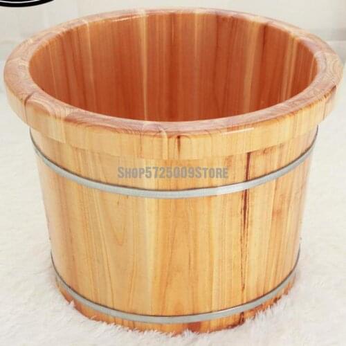 Chinese Fir Foot Bath Wood Basin Foot Bath Bucket 30cm Edge Covered Foot Therapy Bucket Foot Washing Foot Soaking Bucket Deep Bu