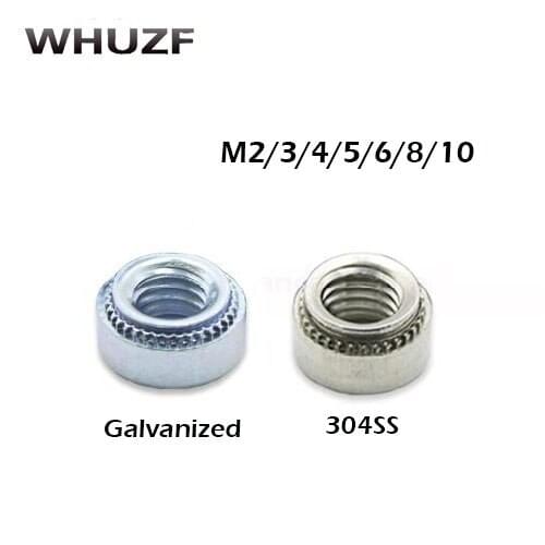 Free shipping M2/3/4/5 -1/2/ 100pcs Galvanized 304 stainless steel pem self-clinching nut for CNC spare part China manufacturing