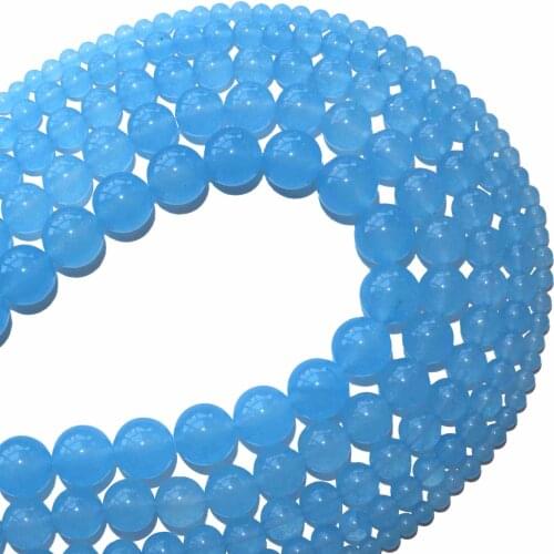 Free Shipping Natural Stone Lake Blue Jades Round Beads 4 6 8 10 12 MM Pick Size For Jewelry Making Charm Diy Bracelet Necklace