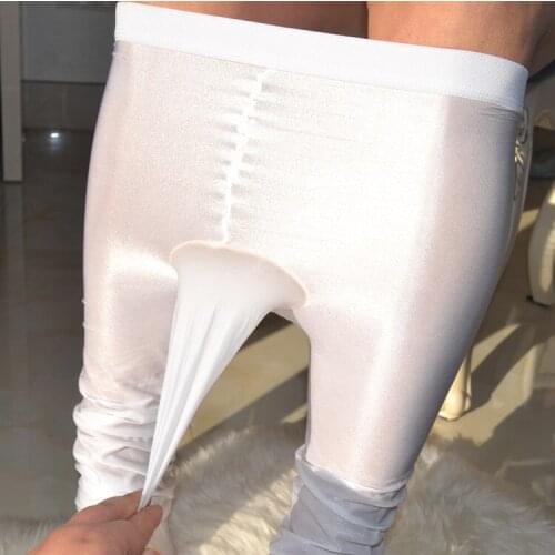 Mens 100D oil bright jj sleeves Shebin performance oil light reflective stockings flash dance mens pantyhose