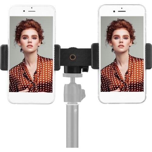 Double Phone Holder Tripod Mount Adapter Horizontal Vertical Shooting with Mini Ball Head Photo Studio Photography Accessories