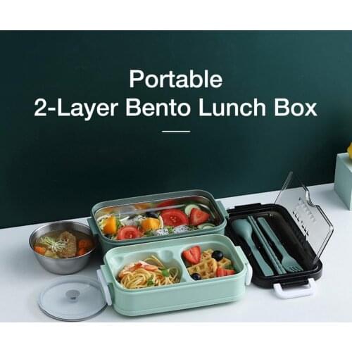 Stainless Steel Insulated Lunch Box Student School Double-Layer Lunch Box Tableware Bento Food Container Storage Breakfast Boxes