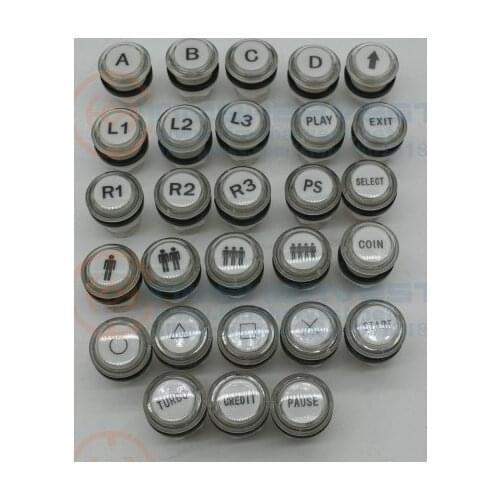 COIN 1 Player 2 players START button white 12V 33mm LED Light Illuminated button arcade clear Push Button With Micro Switch led