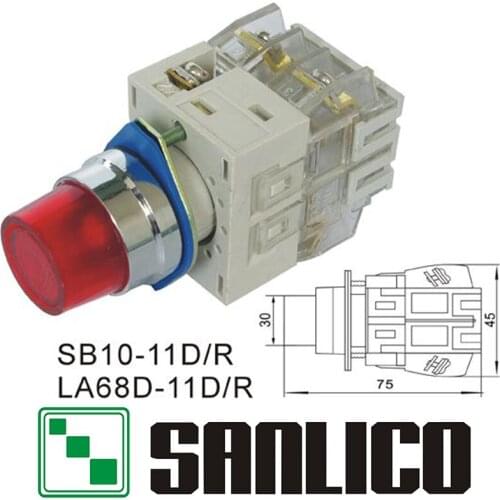 Illuminated push button switch SB10(LA68D LAY3)-11D/R momentary spring return