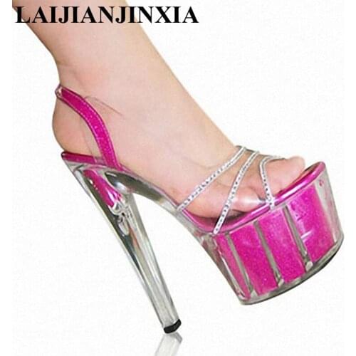 LAIJIANJINXIA Fashionable dress collocation is fine with 15 cm super high heels sandals Nightclub colourful shoes K-037