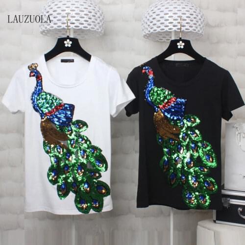 Женские футболки с пайетками LAUZUOLA China At AliExpress