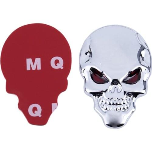 Metal 3d Skull Bone Shape Car Exterior Sticker decorative silver tone