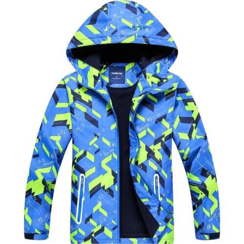 Fashion Children Jacket Breathable Spring Autumn Outdoor Clothes Boys Printed Sports Casual Hooded Coat Waterproof Clothing