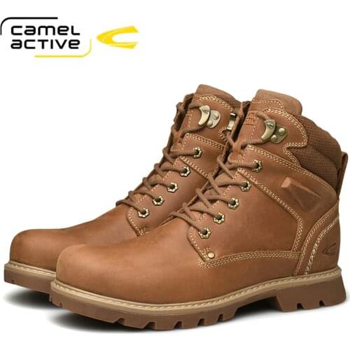 Camel Active New 2020 Winter Genuine Leather Men Shoes Short Plush Super Warm Ankle Boots Lace-Up Rubber Cow Leather Snow Boot