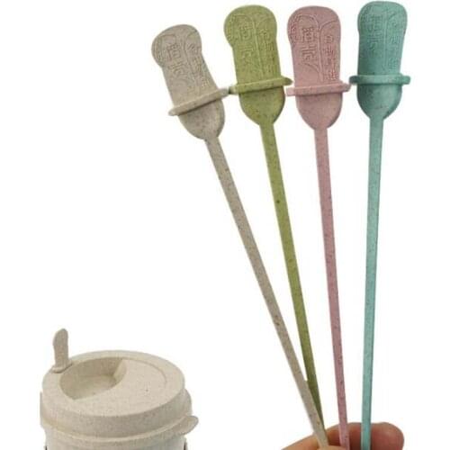 5Pcs Wheat Tea Coffee Stir Bar Kitchen Utensil Handmade Cooking Spoon Stirring Sticks Kitchen Tools Cocktail Stir Bar