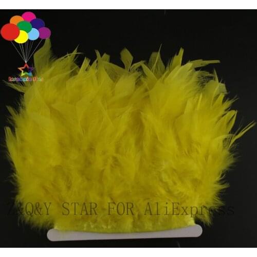 Natural turkey feather 10-15CM dyed yellow cloth edge DIY stage performance costume craft jewelry feather