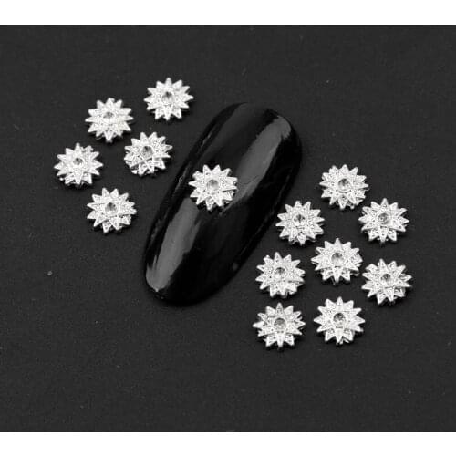 Wholesale 100PCS/Lot 3D Overlapping Pentagram Shape Gold Color Metallic Flower Nail Art DIY Decorations 290251