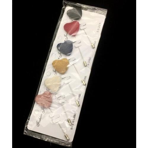 Wholesale Women Brooch Heart Shape Sweater Coat Cardigan Lapel Pin 6pcs Jewelry Accessories