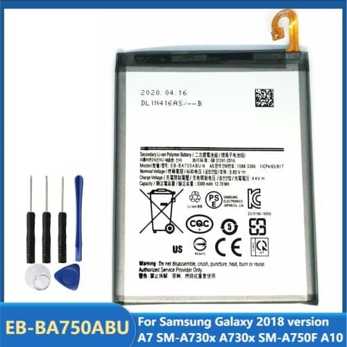 Original Replacement Phone Battery EB-BA750ABU For Samsung Galaxy 2018 version A7 SM-A730x A730x SM-A750F A10 3300mAh