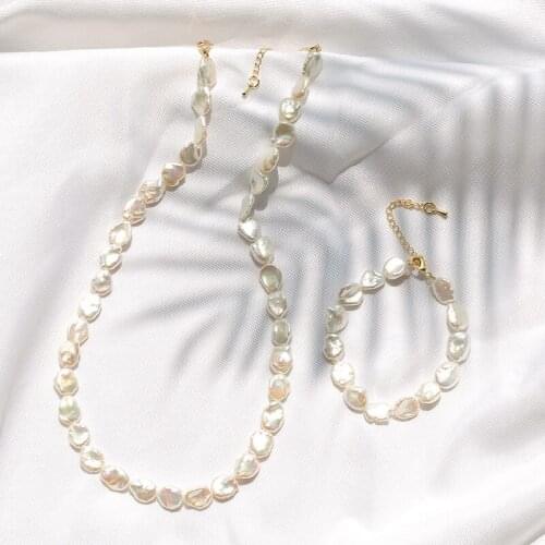 Natural Freshwater Pearl Choker Necklace Baroque Pearl Bracelet Jewelry for Women Gift