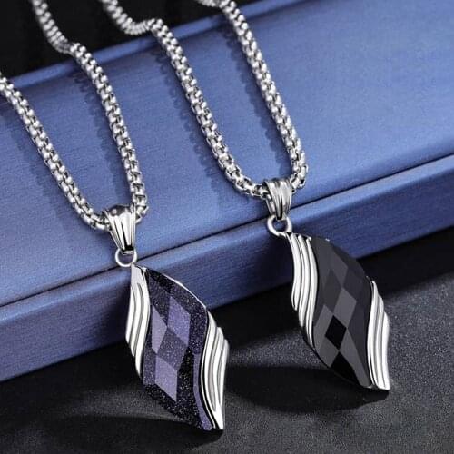 Angel Eye Black Crystal Pendant Necklace Stainless Steel Chain Choker Blue Water Drop Pendant Necklace Gift For Women