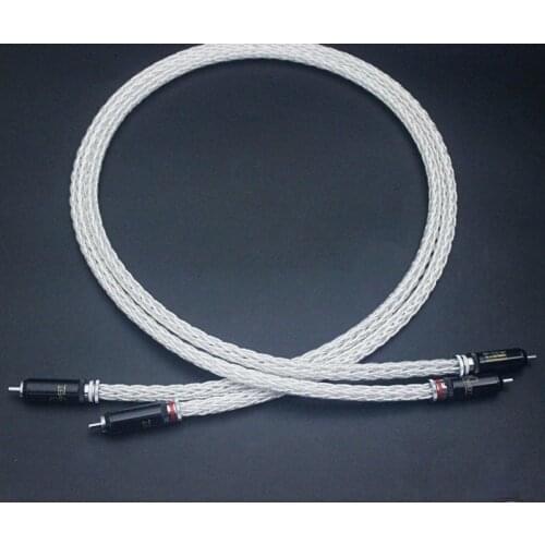 Pair Audiophile 8AG Silver Plated OCC 16 Strands with Rhodium Plating RCA Plug Audio Cable