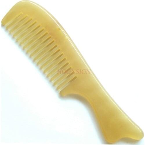 Authentic Natural Yellow Horn Comb Hair Combs Hairbrush Wide Tooth Fine Hairdressing Supplies High Grade Gift For Female Sale