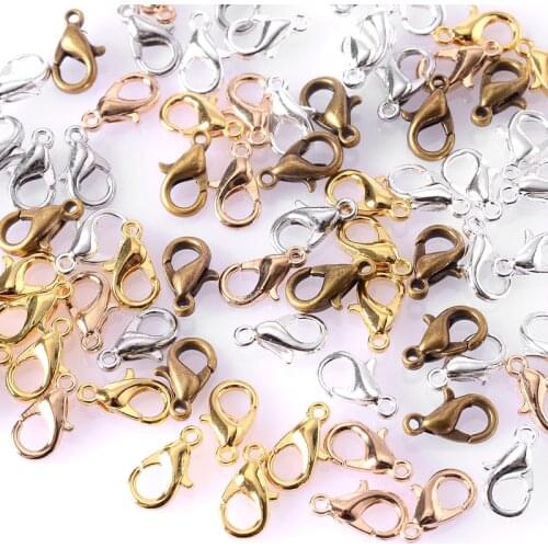 50Pcs/Lot Plated Fashion Jewelry Findings Charm Zinc Alloy Lobster Clasp Hooks For Jewelry Making Necklace Bracelet Chain DIY