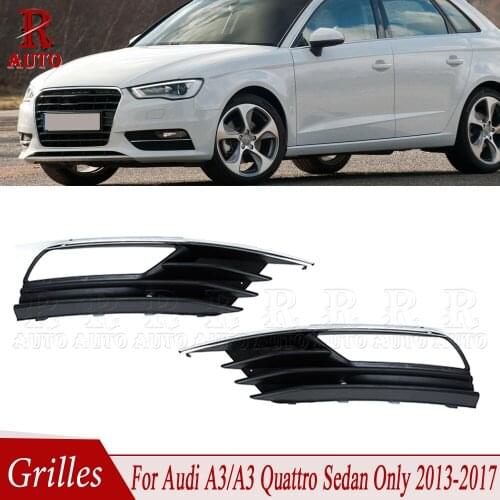 R-AUTO Left Right Front Bumper Fog Light Cover Lower Grille Car 8V5807681A 8V5807682A For Audi A3 Quattro SEDAN 2013 2014-2017