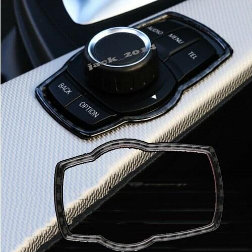 Real Carbon Fiber Multimedia Buttons Frame Cover Trim For BMW 3 4 series F30 E90