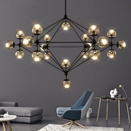 Retro crystal glass ball chandelier for attic, living room, bedroom, kitchen, island, shopping mall and staircase