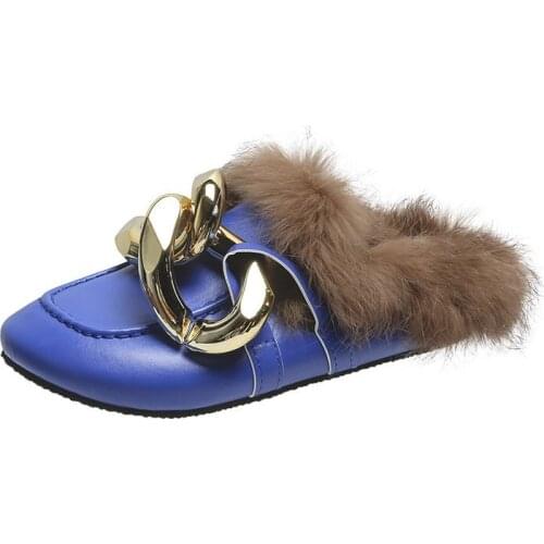Hot Summer Women Fox Fur Slippers Real Fur Slides Female Indoor Flip Flops Casual Raccon Fur Sandals Furry Fluffy Plush Shoes 43