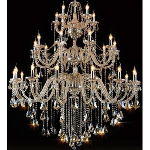 Modern Chandelier Large Cognac Crystal Chandelier For Living Room Hotel Penthouse Luxury High LED Hanging Light 100% Guaranteed