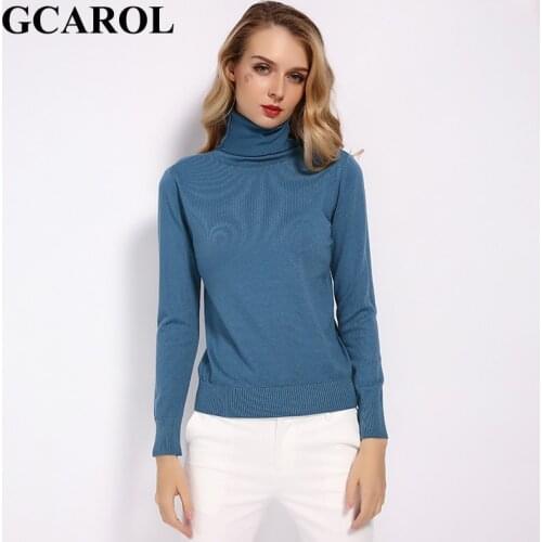 GCAROL Women 30% Wool Turtleneck Warm Sweater Autumn Winter Jumper Close-fitting Basic Pullover Elegant Slim Knitted Tops 2XL