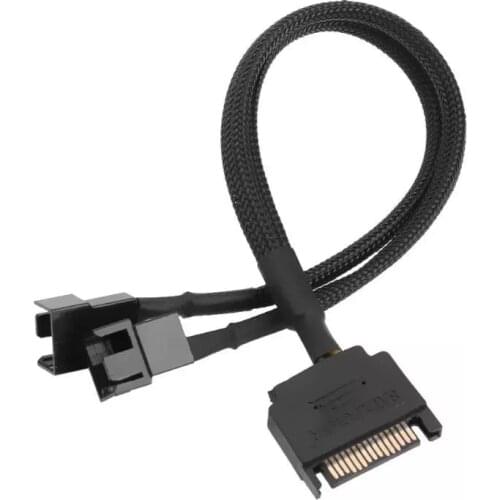 27cm/9.84in Sleeved SATA 15Pin To 2 Way 3Pin 4Pin Fan Power Adapter Extension Cable Wire Cord Computer Cooling Systerm Lines
