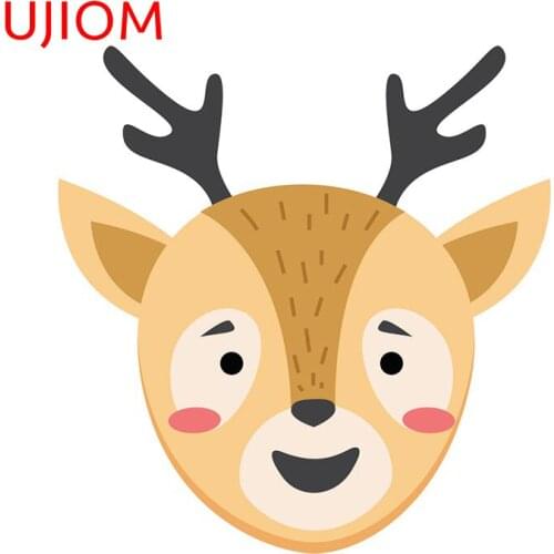 UJIOM Cute Deer Head Wall Stickers Wallpaper Childrens Bedroom Decor Waterproof Decals Bedroom Accessories Decor Poster