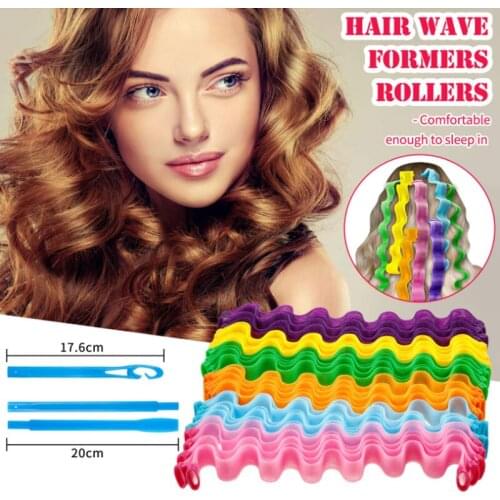 12/18pcs Spiral Hair Curlers 25 30 45 55CM DIY Hairstyle Rollers Sticks Durable Beauty Makeup Rollers Wave Hook Styling Heatless