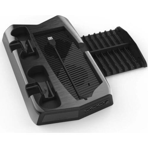 1pc For PS5 Vertical Cooling Stand Dual Controller Charger Console Charging Station Fan Cooler 14 Game Slots For Playstation 5