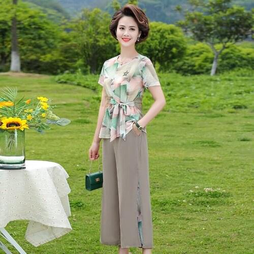 New 2021 Summer Womens Linen Cotton Suits 2 Pieces Elegant Blouse Tops with Trousers Female Wide Leg Pants Suit Set